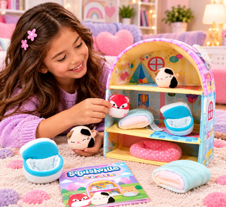 Squishville by Squishmallows Fifi’s Cottage Playset – 17 Pieces