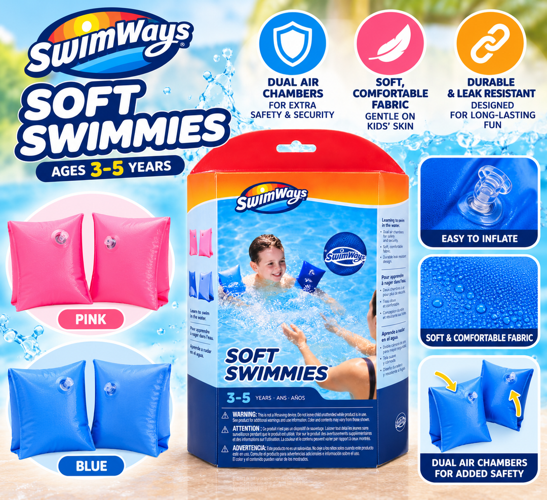 SwimWays Soft Swimmies – Swimming Armbands for Ages 3–5