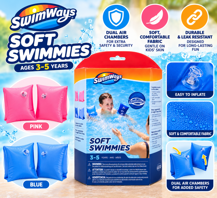 SwimWays Soft Swimmies – Swimming Armbands for Ages 3–5