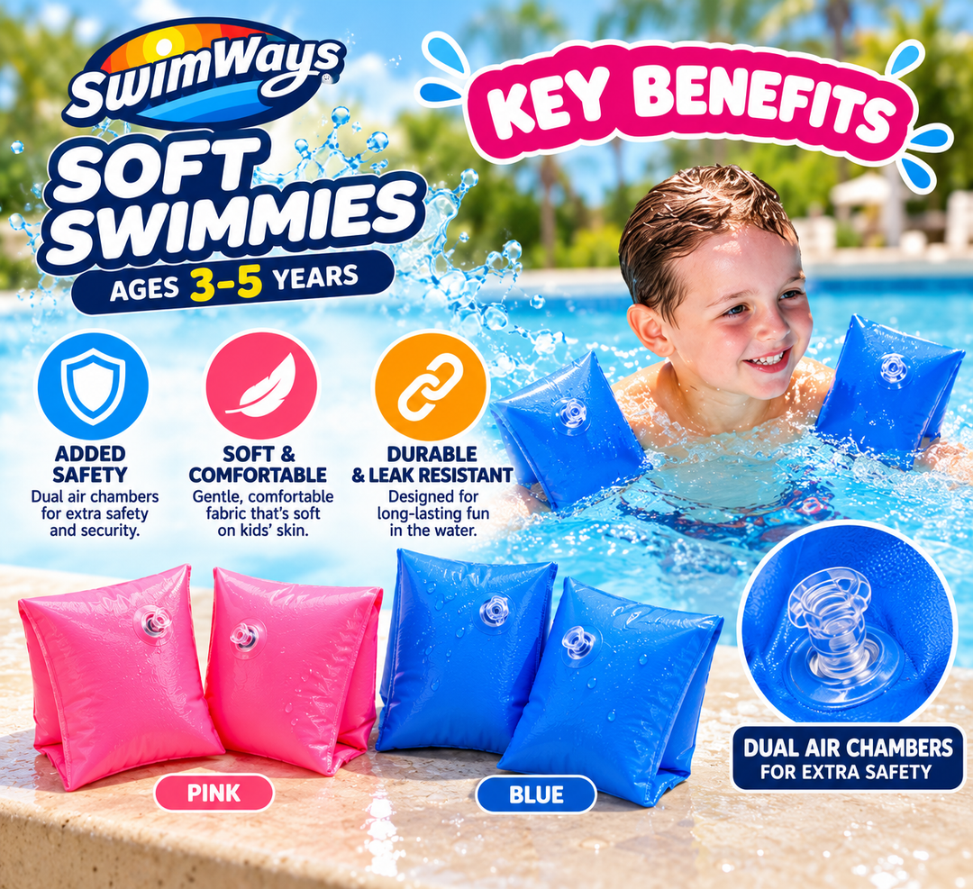 SwimWays Soft Swimmies – Swimming Armbands for Ages 3–5