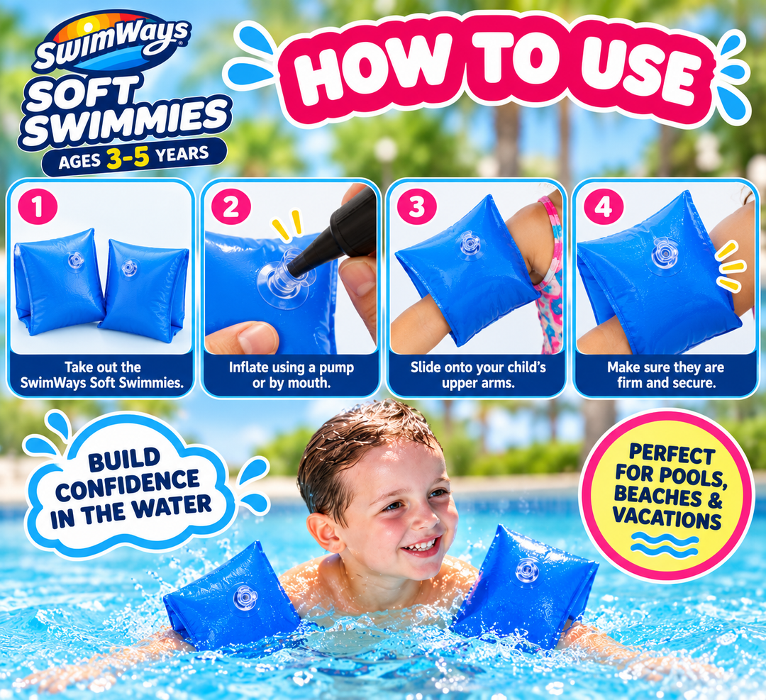 SwimWays Soft Swimmies – Swimming Armbands for Ages 3–5