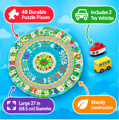 Melissa & Doug Tracks Floor Puzzle – Round the Shore, 48 Pieces