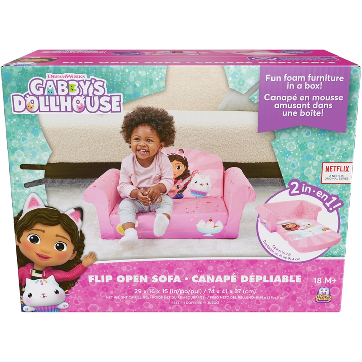 Gabby’s Dollhouse Flip-Open Foam Couch Bed